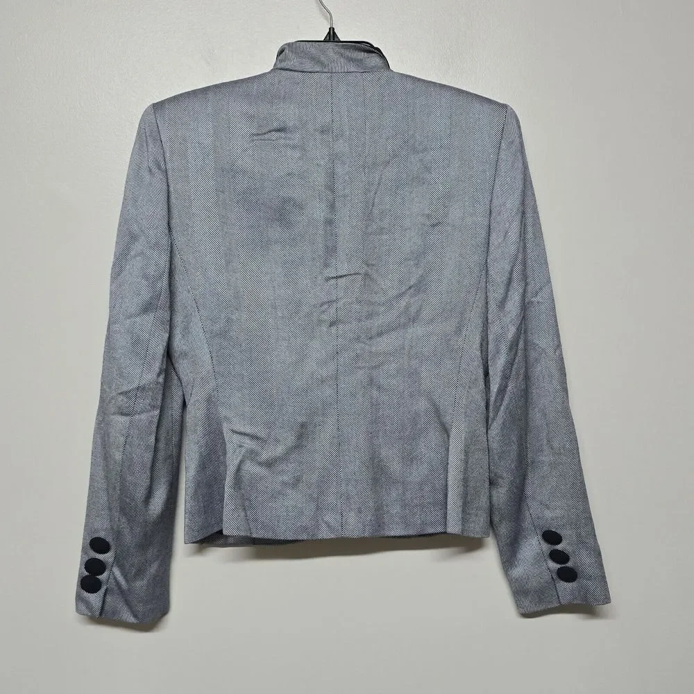 Christian Dior Womens Navy Blue Herringbone Blazer Sz 2 Elegant Academia Office‎